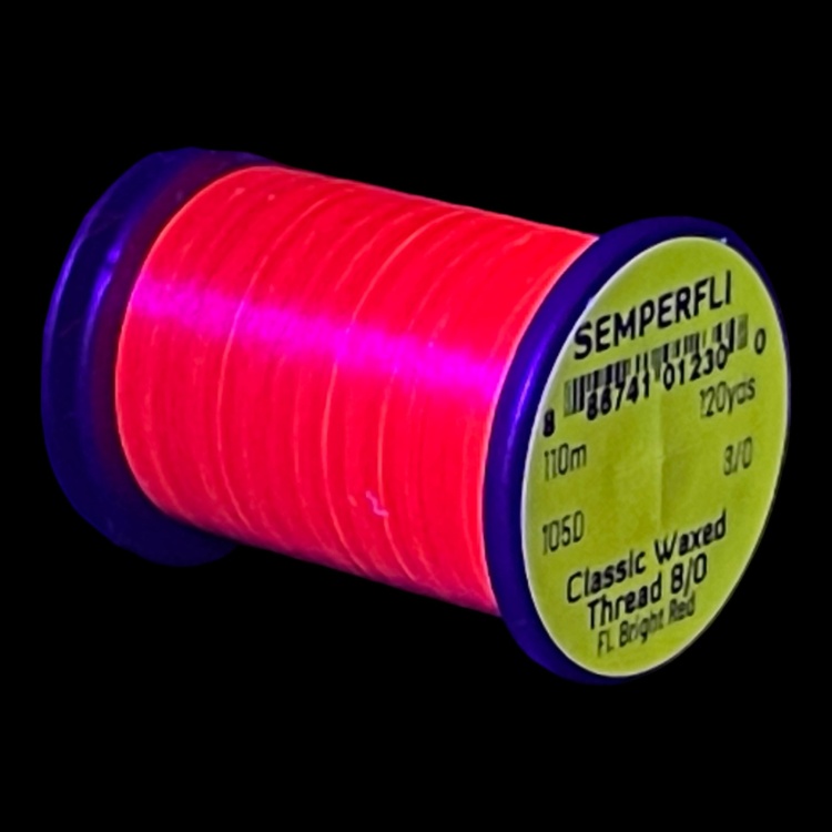 Semperfli Classic Waxed Thread 8/0 110m (120 Yards) Fluoro Bright Red